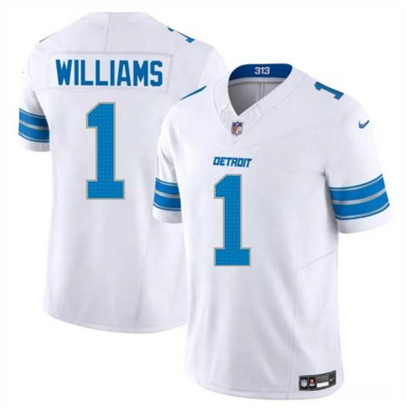 Men & Women & Youth Detroit Lions #1 Jameson Williams White 2025 F.U.S.E. Vapor Limited Stitched Jersey